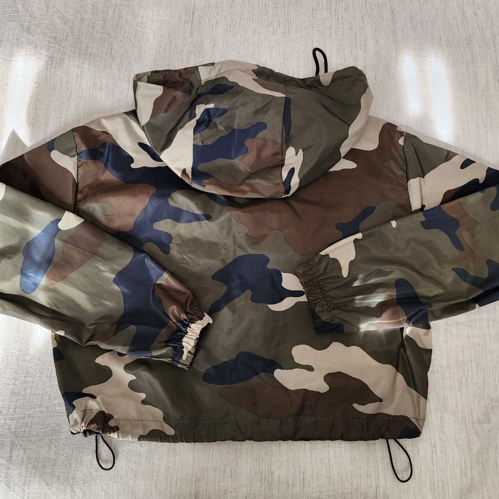 Ten Sixty Sherman Windbreaker Camo/Green Cropped Jacket Sz: Large - Picture 10 of 13